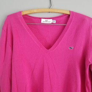 VINEYARD VINES 100% V-neck Long Sleeve Pink Pull over Sweater M